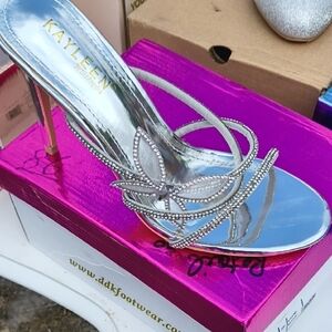 KAYLEEN By Los Angeles Metallic Silver Heels